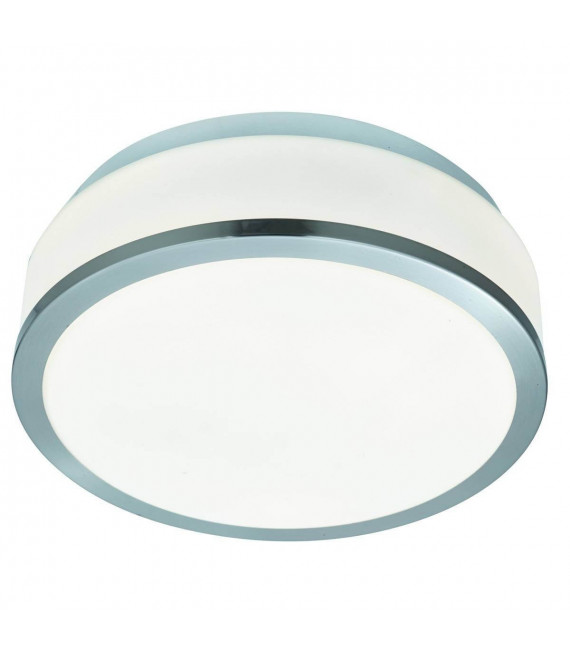 Schüssel Deckenleuchte, 28 cm, Satin Silber und Opalglas