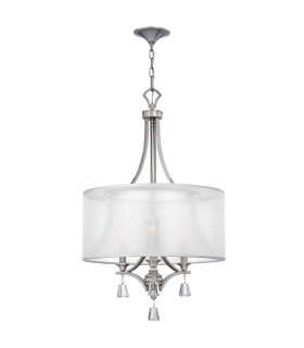 Meridian Pendelleuchte, Nickel gebürstet und Glas, 3 Glühbirnen