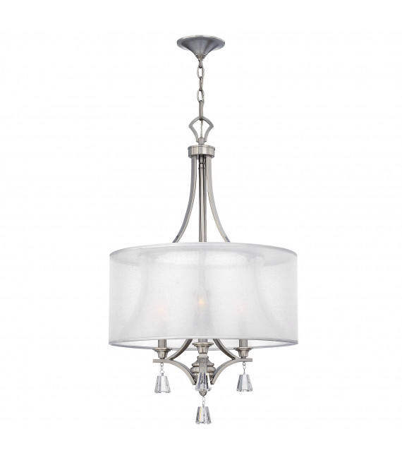 Suspension Meridian, nickel brossé et verre, 3 ampoules