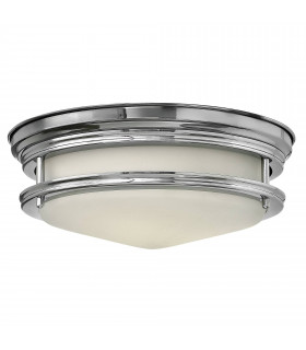 Plafoniera Hadley, nichel antico e vetro, 3 lampadine