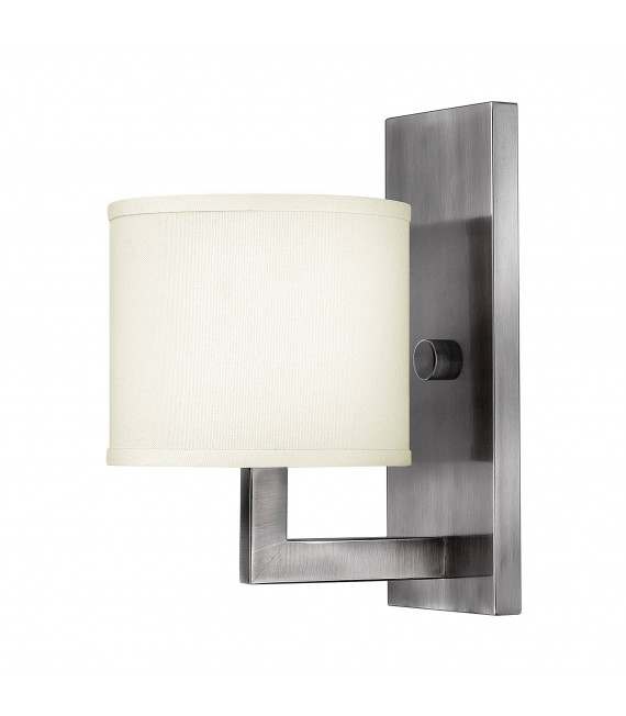 Hampton Pendelleuchte, antikes Nickel und Acryl, cremefarbener Lampenschirm, 3 Glühbirnen