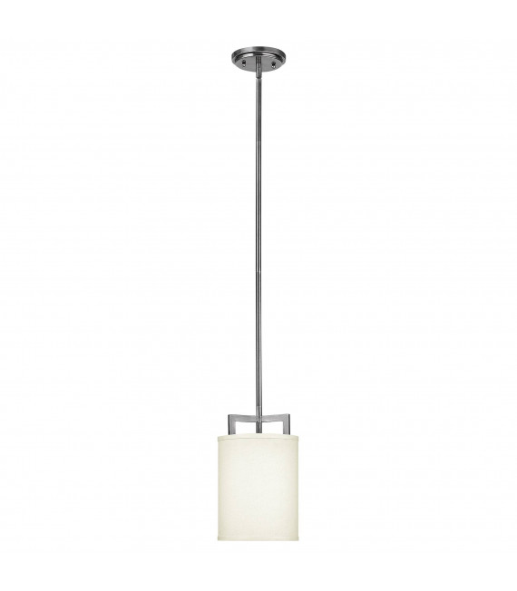 Hampton Pendelleuchte, antikes Nickel und Acryl, cremefarbener Lampenschirm, 4 Glühbirnen