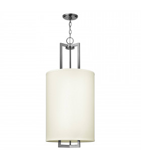 Hampton Pendelleuchte, antikes Nickel und Acryl, cremefarbener Lampenschirm, 1 Glühbirne