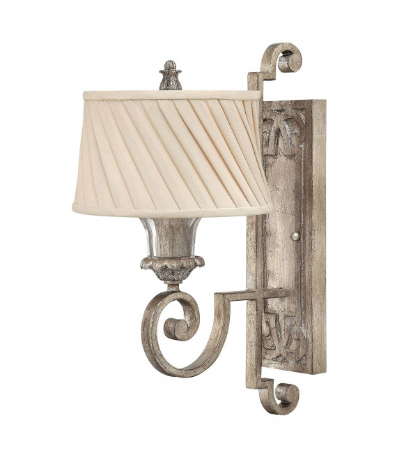 Lampada da parete Hampton, nichel antico e acrilico, paralume bianco sporco, 1 lampadina