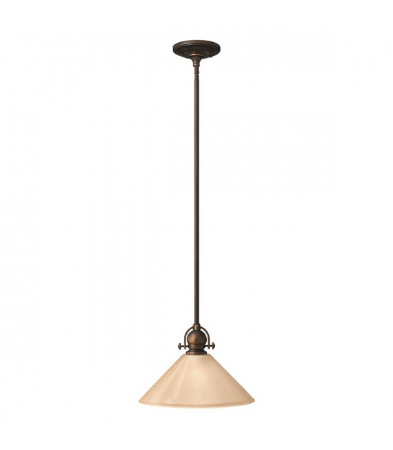 Lampada a sospensione Mayflower, bronzo invecchiato e vetro, 1 lampadina