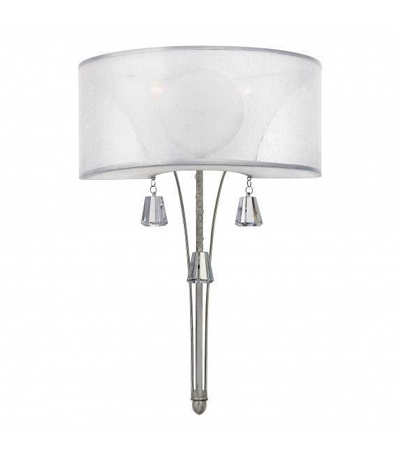 Lampada a sospensione Mime, nichel spazzolato e cristallo, 3 lampadine