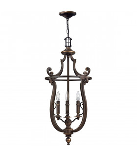 Colgante Plymouth, bronce envejecido, 3 bombillas, con pantalla