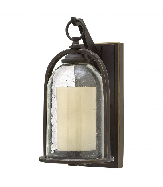 Quincy Wandleuchte, ölgeriebene Bronze und Glas, mittelgroß