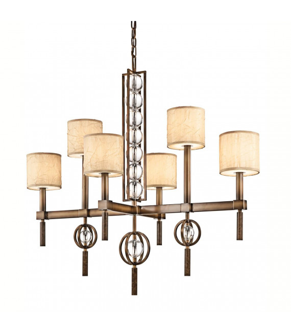 Suspension Celestial, bronze et cristal, 3 ampoules
