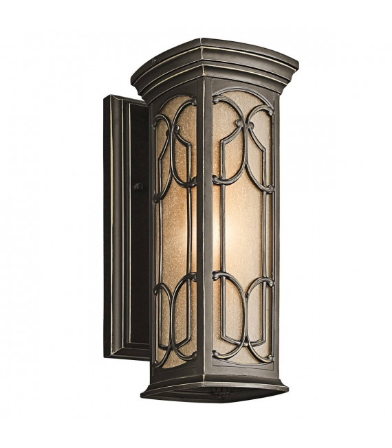 Lampada da parete Franceasi, bronzo antico e vetro ambra, media