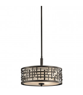 Lampada a sospensione a telaio, bronzo antico, 4 lampadine
