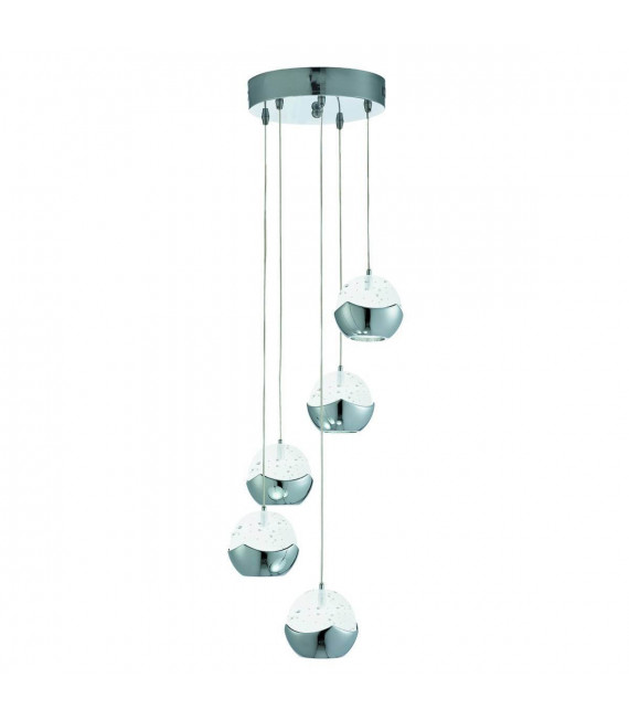 Lámpara colgante LED Iceball en cromo y acrílico