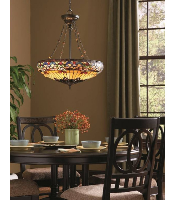 Lampada a sospensione Laila, bronzo antico, 4 lampadine