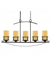 Suspension Kyle, fer forgé et onyx, 6 ampoules