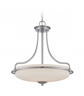 Griffin Pendelleuchte, antikes Nickel und Glas