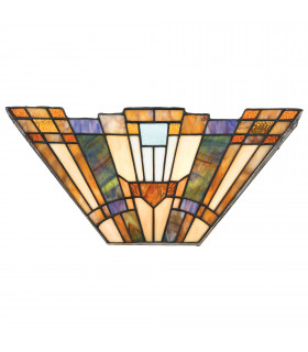 Inglenook Lampe, Bronze und Tiffany Glas