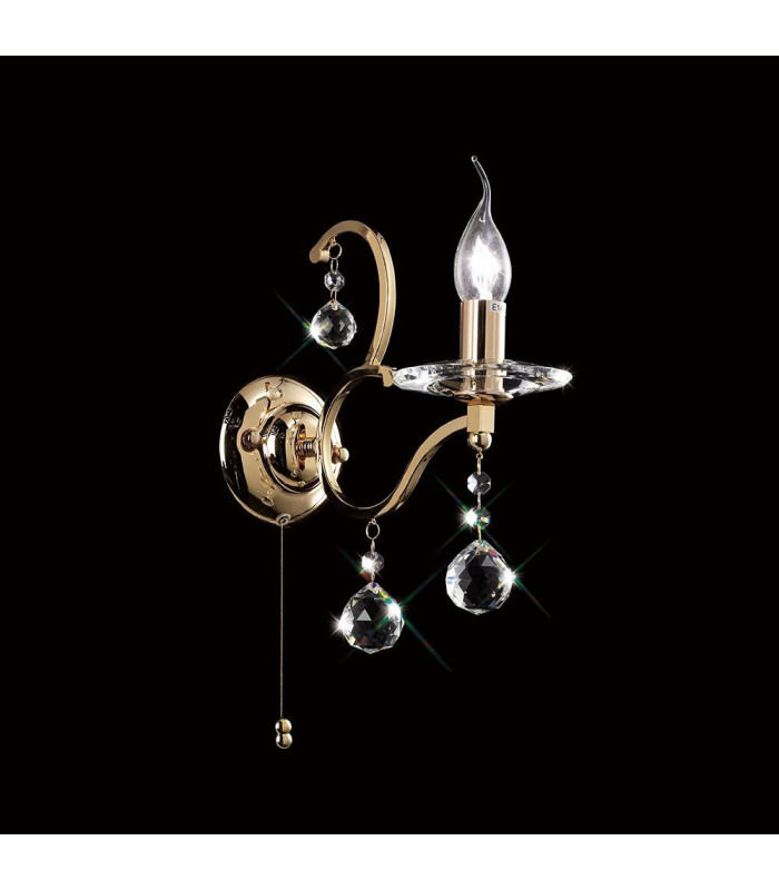 Aplique Zinta con interruptor 1 bombilla dorada / cristal