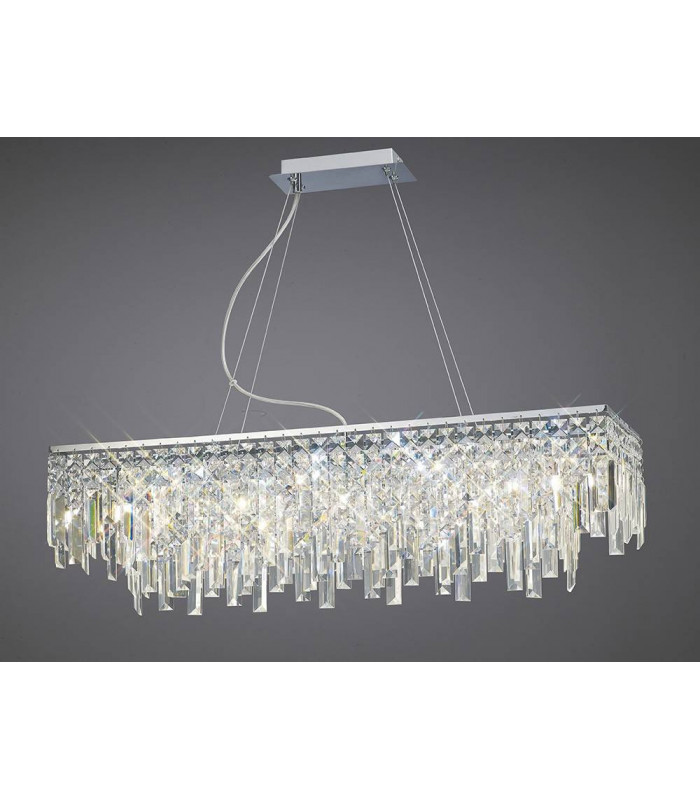 Maddison Rectangular 6 Light Lámpara colgante Cromo pulido / Cristal