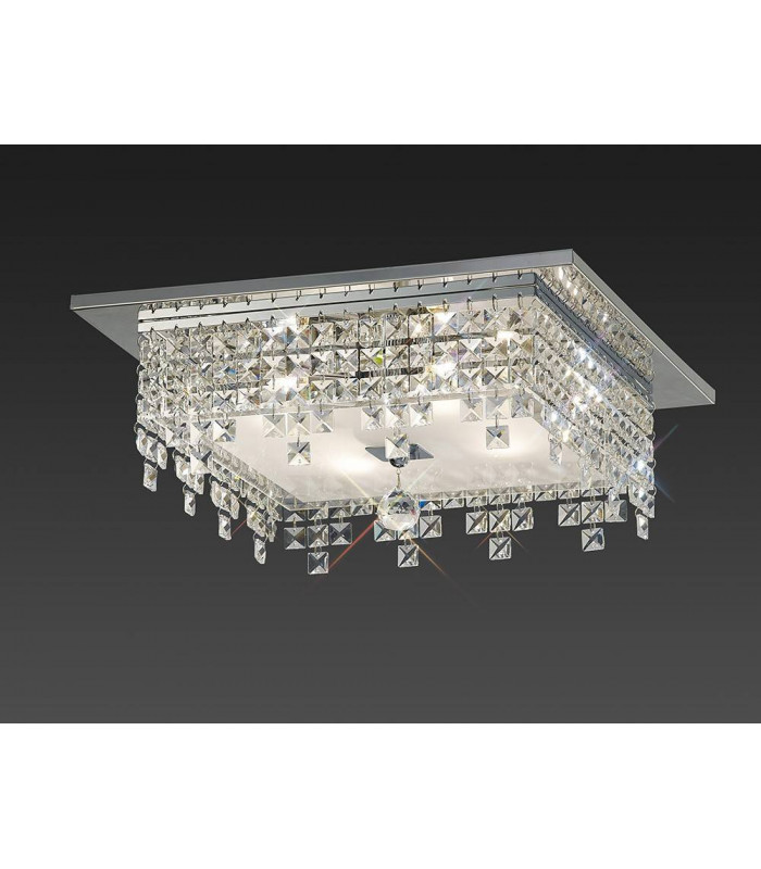 Lámpara de techo Esta cuadrada 4 Bombillas cromo pulido / vidrio / cristal