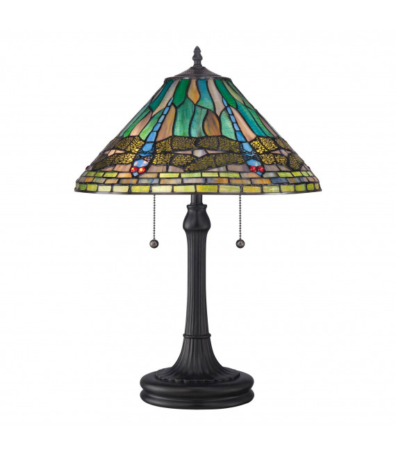 Lampada da terra King, bronzo vintage e vetro Tiffany