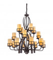 Suspension Kyle, fer forgé et onyx, 9 ampoules