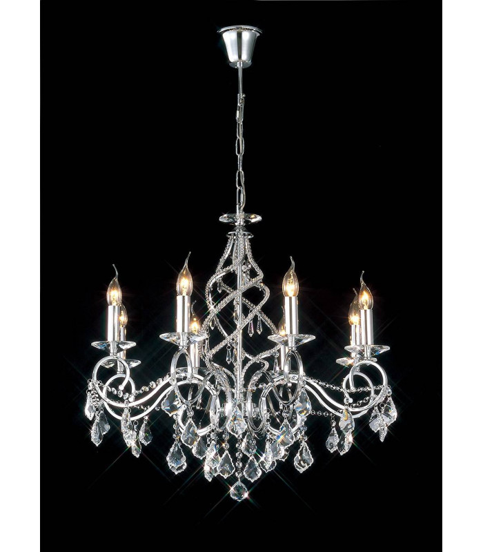 Lámpara colgante Torino 8 luces cromo pulido / cristal