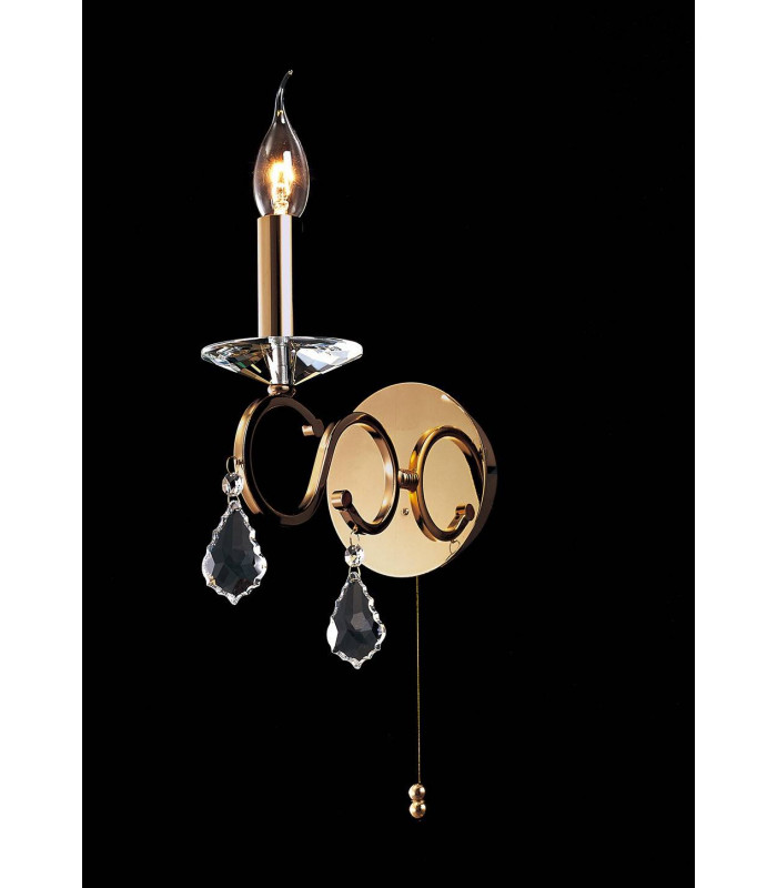 Aplique Torino con interruptor 1 bombilla oro / cristal