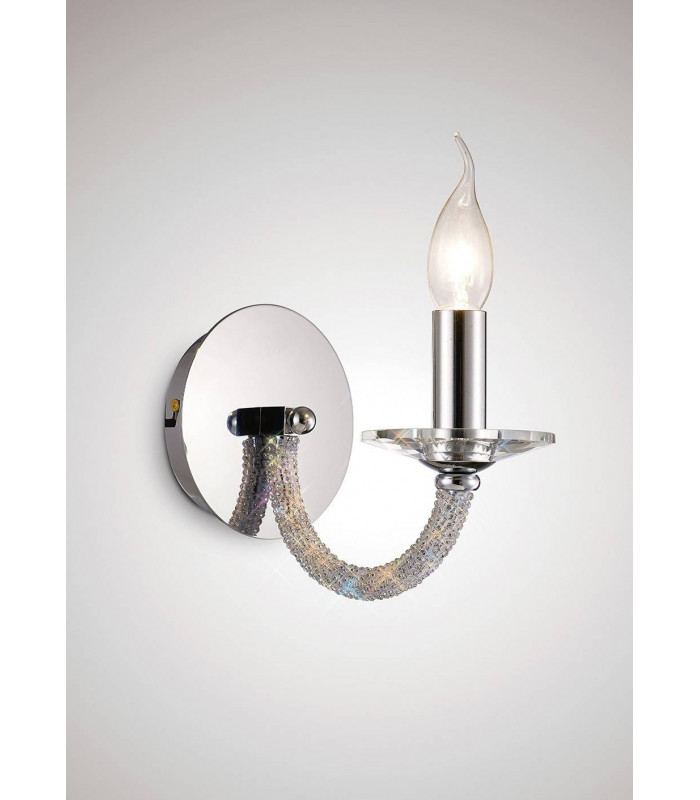 Lámpara de pared Elena con interruptor 1 bombilla cromo pulido / cristal