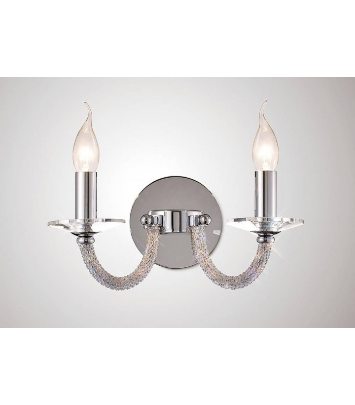 Aplique de pared Elena con interruptor 2 luces cromo pulido / cristal