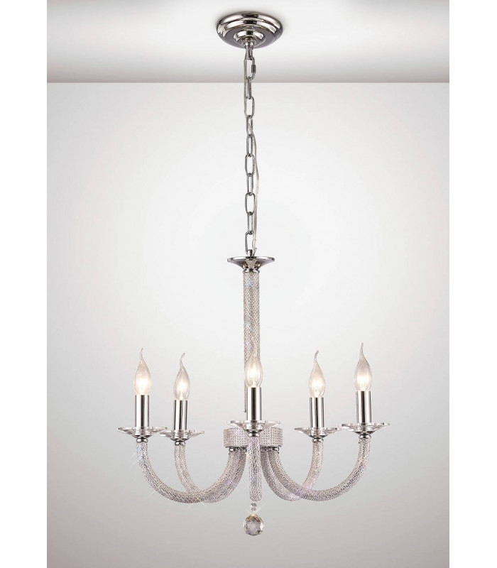 Elena lámpara colgante 5 luces cromo pulido / cristal