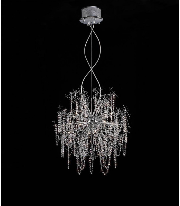 Suspensión Lexi 15 luces cromo pulido / cristal