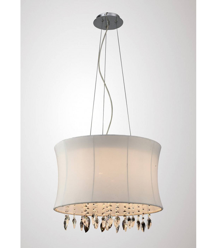 Colgante Niki de 4 luces con cromo blanco pulido / pantalla de cristal transparente