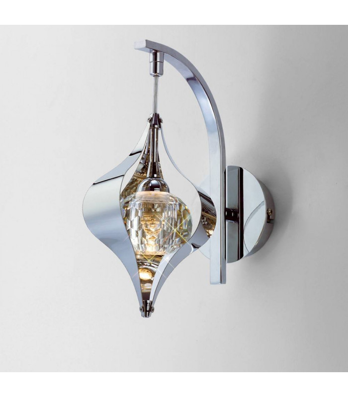 Aplique de pared Amano con interruptor 1 bombilla de cromo pulido / cristal
