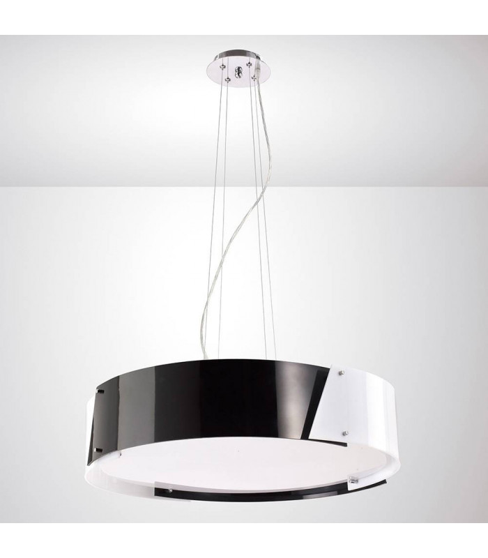 Dakota Medium lámpara colgante de 4 focos cromo pulido / negro y blanco arílico