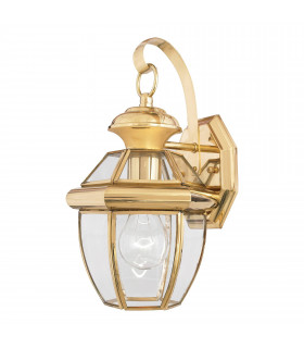 Newbury Wandleuchte, poliertes Messing und Glas, mittel
