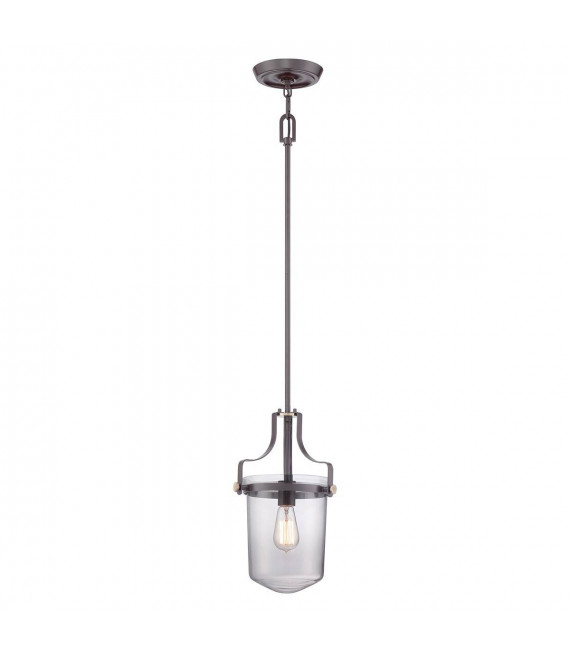 Lampada a sospensione Penn Station, nichel spazzolato, 1 lampadina