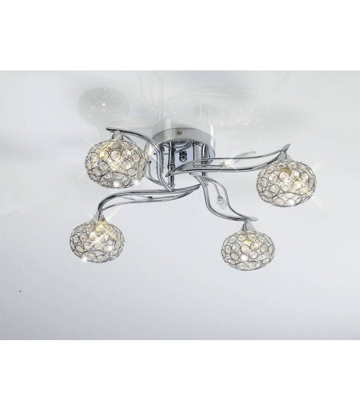 Lámpara de techo Leimo 4 Bombillas cromo pulido / cristal