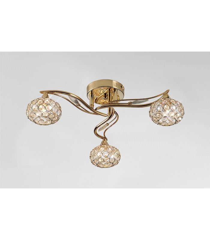 Lámpara de techo Leimo 3 bombillas oro / cristal
