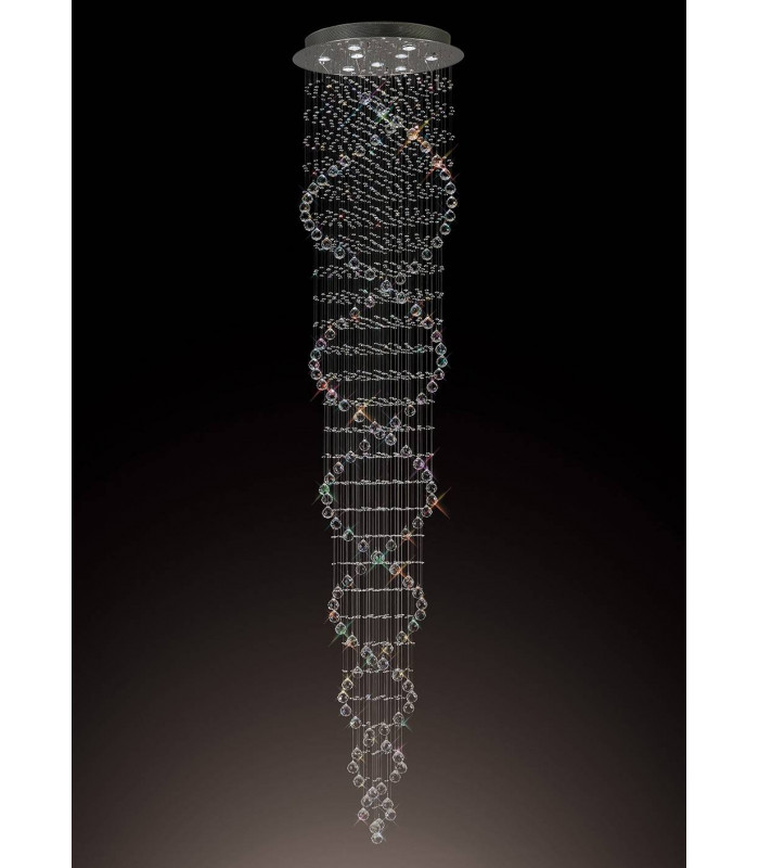 Colorado Tall Sacacorchos Suspensión 9 Bombillas cromo pulido / cristal altura 300 Cm