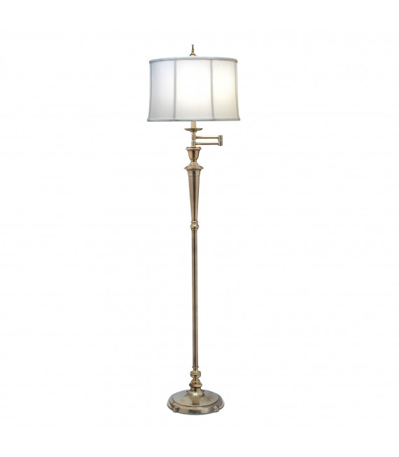 Lampada da terra Arlington, nichel antico, con paralume bianco sporco