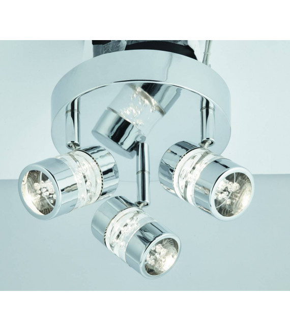 Blasen Deckenleuchte, Chrom und Acryl, 3 LED-Spots
