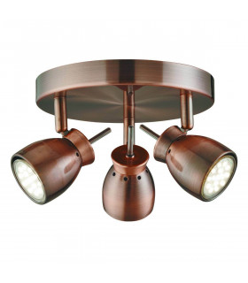 Lampada da soffitto Jupiter in finitura rame antico, 3 punti LED