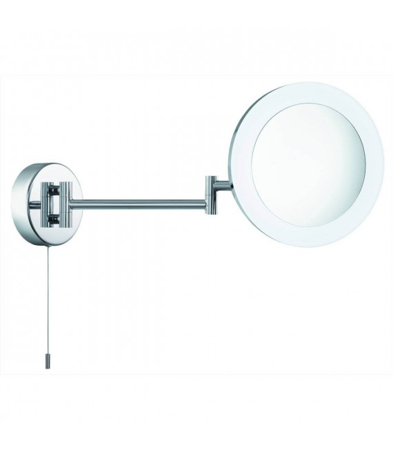 Leuchtender Vergrößerungsspiegel, Chrom und Spiegelglas, LED