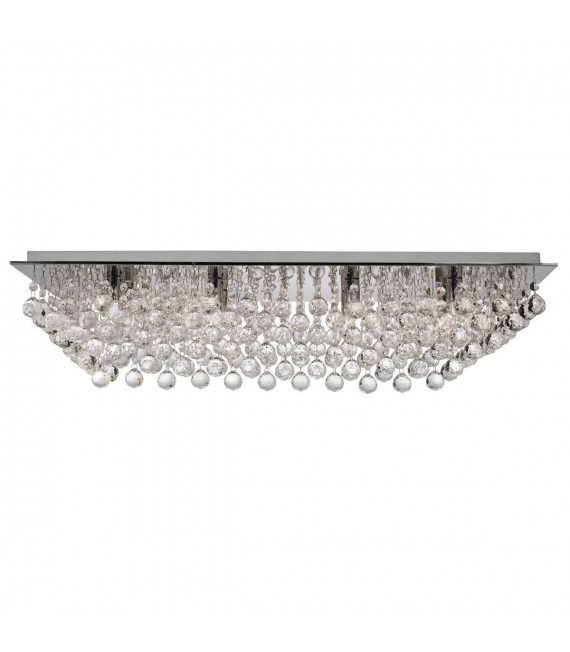Hanna Plafón rectangular de 8 bombillas, en cromo y cristal