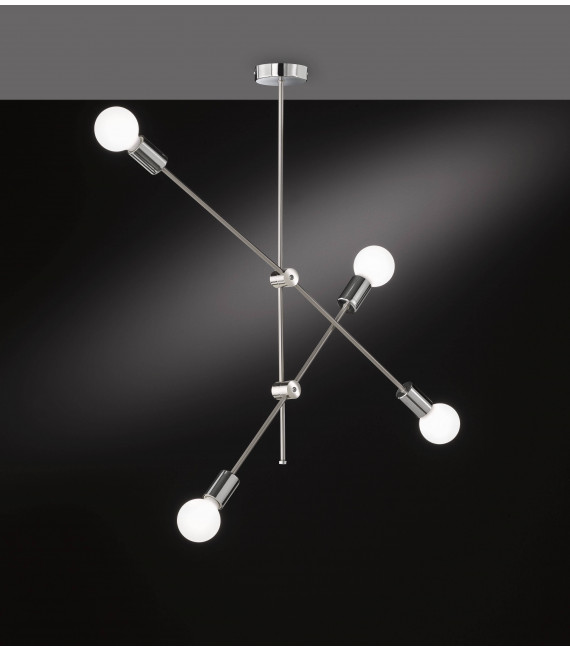 Lampada a sospensione SARA nichel opaco / cromo 4 lampadine