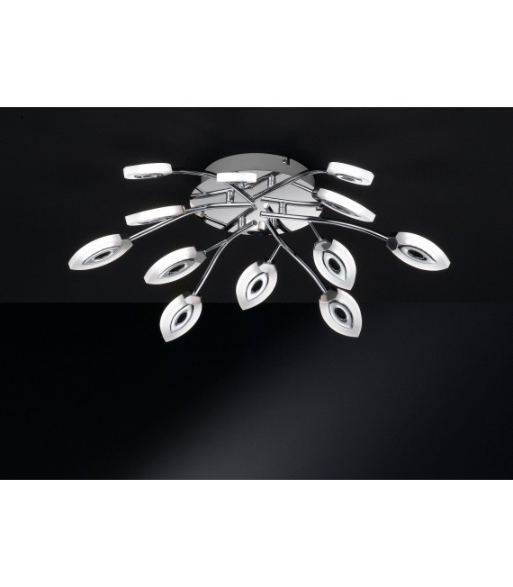 Plafoniera cromata ASHLEY con 12 lampadine a LED