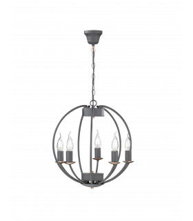 Sospensione VALETTA grigio chiaro 5 lampadine