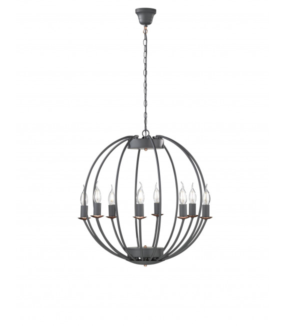 Sospensione VALETTA grigio chiaro 8 lampadine