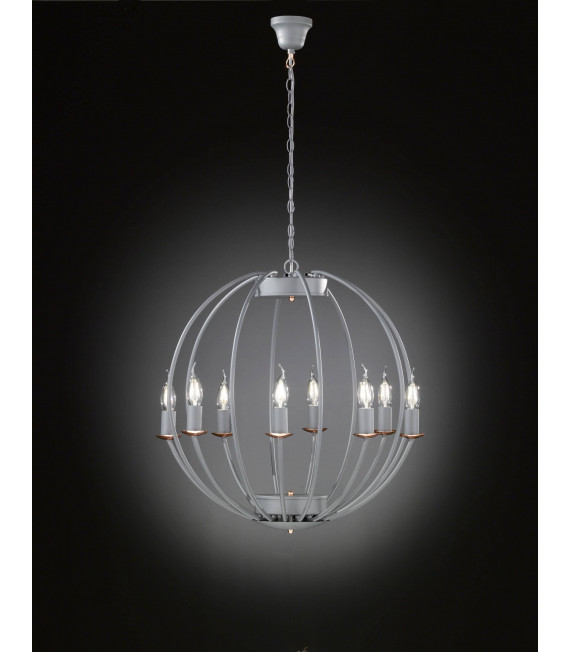 Sospensione VALETTA grigio chiaro 8 lampadine