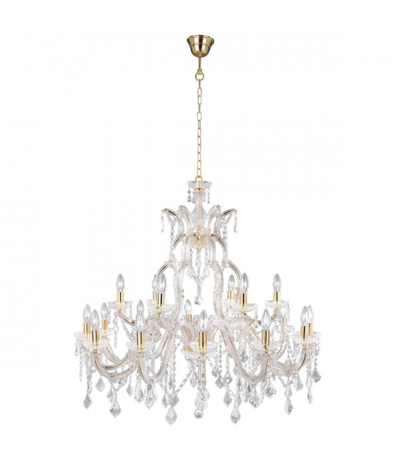 Lámpara colgante Marie-Thérèse de 18 luces, en latón antiguo y cristal